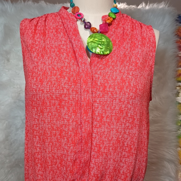 Hillary Radley Red and White Sleeveless Front Button Dress Size 6 - Picture 9 of 10